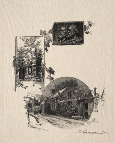 Inngang til Rousseau-verkstedet og Maison de Millet av Auguste Louis Lepère