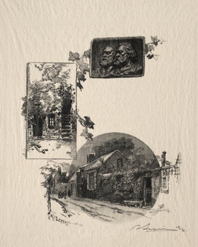 Inngang til Rousseau-verkstedet og Maison de Millet, 1887. av Auguste Louis Lepère