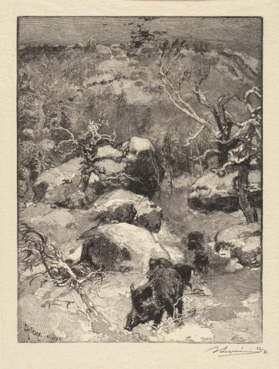 Fontainebleau-skogen: Cuvier-Châtillon-klippen av Auguste Louis Lepère