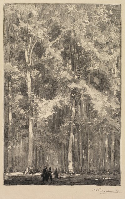 Fontainebleau Forest: Morning, Crossroads of the Route of the Forts de Marlotte..., 1890. av Auguste Louis Lepère