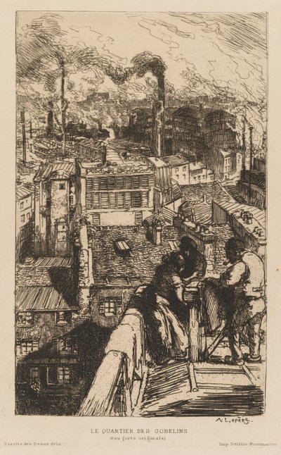 Gazette des Beaux-Arts: The Gobelins Quarter, 1889. av Auguste Louis Lepère