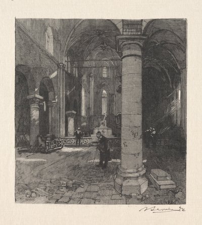 Interiør i kirken. av Auguste Louis Lepère