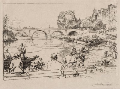 Vanningsplassen ved Pont Marie, 1912. av Auguste Louis Lepère