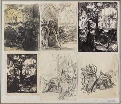 Louvain-brannen av Auguste Louis Lepère