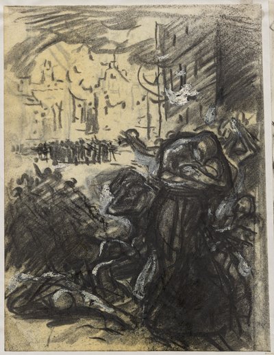 Louvain-brannen av Auguste Louis Lepère