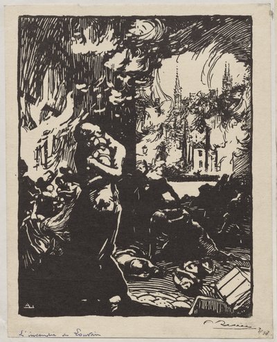 Louvain-brannen av Auguste Louis Lepère