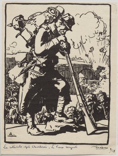 Retreatet etter Charleroi... av Auguste Louis Lepère
