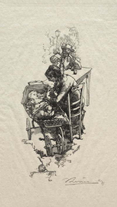 Kvinnen i vuggen. av Auguste Louis Lepère