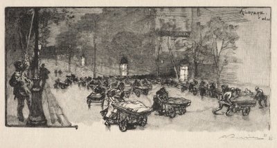 Boulevarden, på hjørnet av Faubourg Montmartre, 1890. av Auguste Louis Lepère