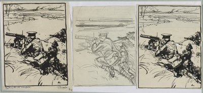 Engelske maskingeværere, 1914. av Auguste Louis Lepère