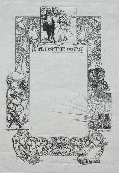 Paris Almanac, 1897: Dekorativ kant, vår av Auguste Louis Lepère