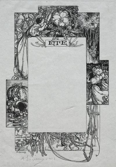 Paris Almanac, 1897: Dekorativ grense, sommer, 1897. av Auguste Louis Lepère