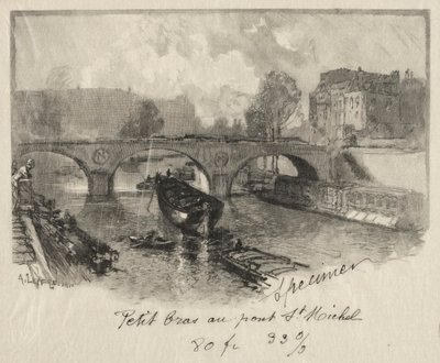 Håndvåpen ved Pont St. Michel. av Auguste Louis Lepère