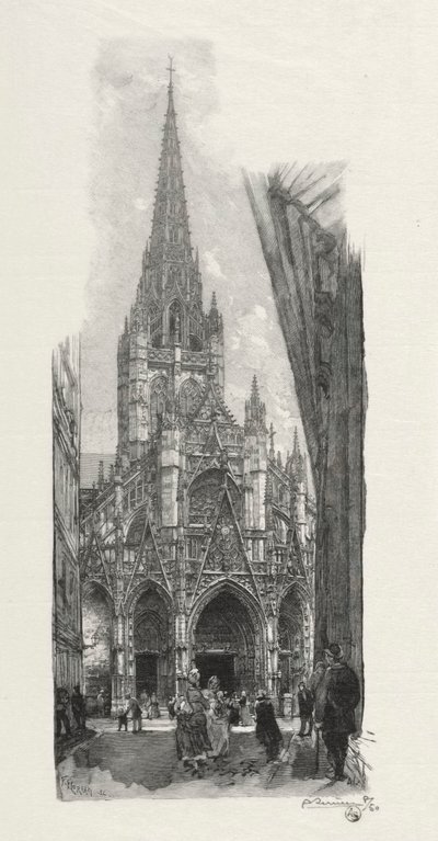 Illustrert Rouen: Church of Saint Maclon av Auguste Louis Lepère