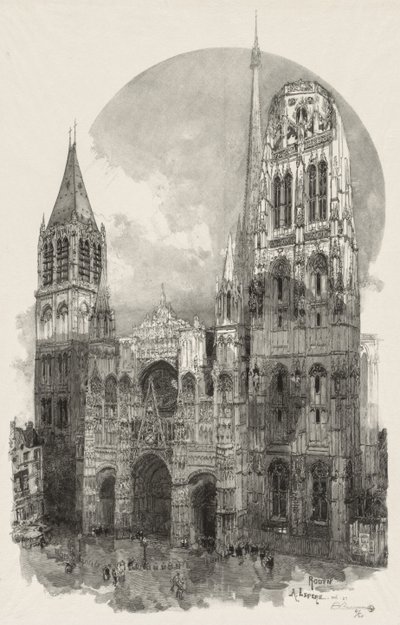 Illustrert Rouen: Katedralen i Rouen, 1888. av Auguste Louis Lepère