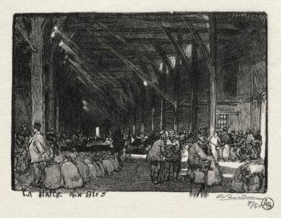 Illustrert Rouen: The Halle aux Blès, 1896. av Auguste Louis Lepère