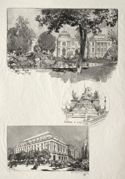 Illustrert Rouen: Museet; St. Marys fontene; Kunstteateret av Auguste Louis Lepère