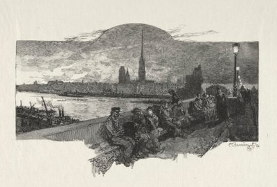 Illustrert Rouen: The Bridge of Stones, 1896. av Auguste Louis Lepère