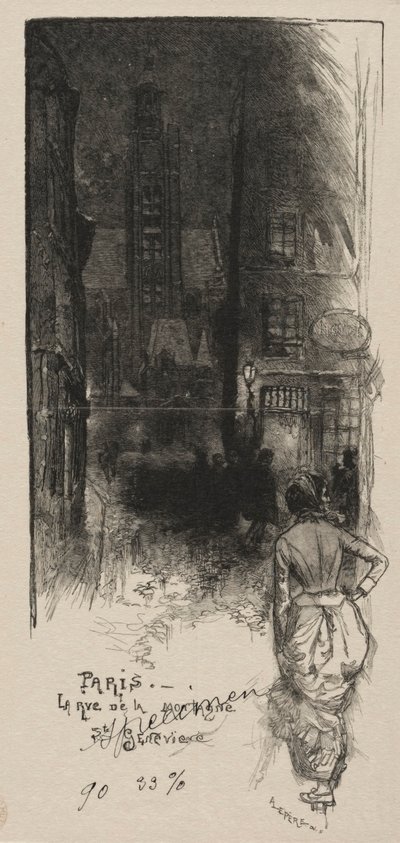 Rue de la Montagne, St. Genevieve. av Auguste Louis Lepère