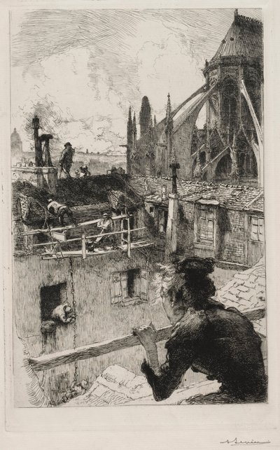 På hustakene nær Notre Dame av Auguste Louis Lepère