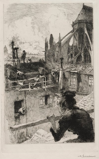 På takene nær Notre Dame, 1893. av Auguste Louis Lepère