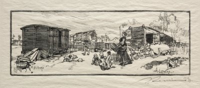 Vognhuset Le wagon-logement. av Auguste Louis Lepère