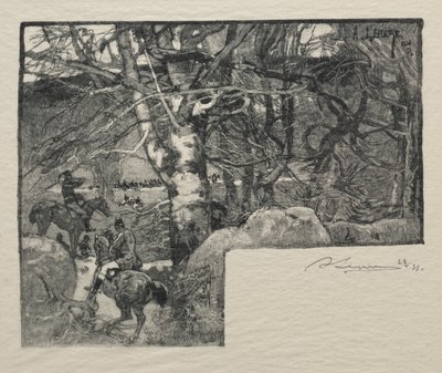 En hundejakt på Mont Gerard av Auguste Louis Lepère