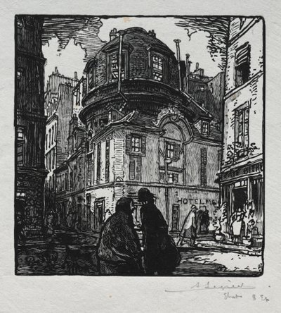 Utsikt over Hotel Colbert av Auguste Louis Lepère