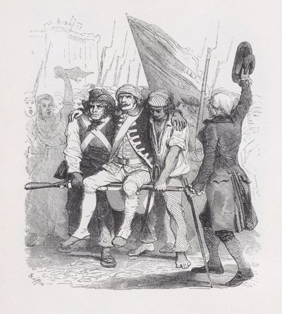 Fjortende juli, fra The Complete Works of Béranger, 1836. Skapere: Auguste Raffet, Lacoste, Eugène Guillaumot. av Auguste Raffet, Lacoste, Eugène Guillaumot