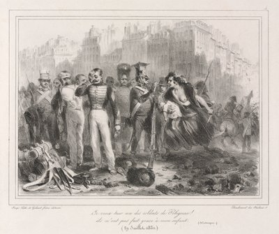 Album fra 1831: Jeg vil drepe en av Polignacs soldater. De sparte ikke barnet mitt (Historisk) av Auguste Raffet