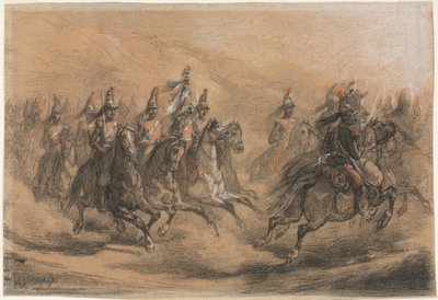 Cavalry Charge, ca. 1840. av Auguste Raffet
