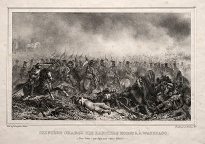 Siste anklage av Red Lancers ved Waterloo. av Auguste Raffet