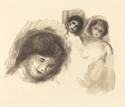Stein med tre skisser av Auguste Renoir