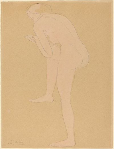 Figur som bøyer seg fremover med høyre kne hevet av Auguste Rodin