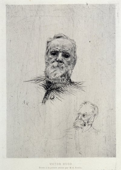 Portrett av Victor Hugo (1802-1885), illustrasjon fra The Gazettes de beaux Arts av Auguste Rodin