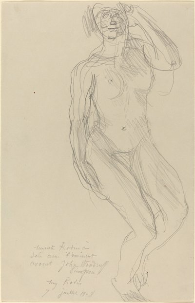 Sittende kvinne naken ser fremover av Auguste Rodin