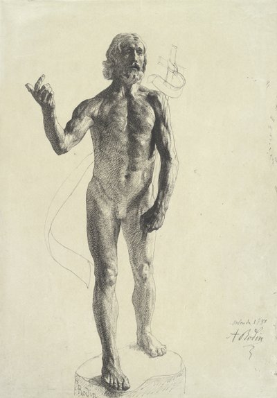 St. Johannes døperen, 1880 (svart blekk med grafitt på papir) av Auguste Rodin