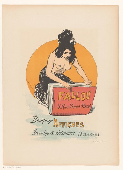 Plakat for bok- og trykkeri Fallou i Paris av Auguste Roedel