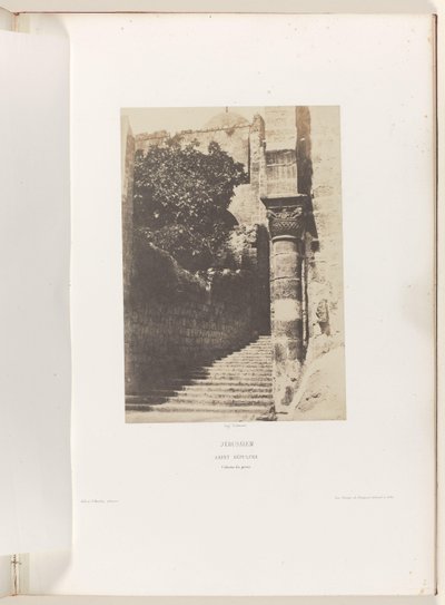 Søyle i gårdsplassen til Den hellige gravs kirke i Jerusalem Jerusalem. Den hellige grav. Colonne du parvis (tittel på objekt) av Auguste Salzmann