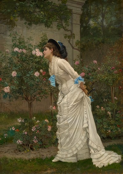 Dame lukter roser. 1879 av Auguste Toulmouche