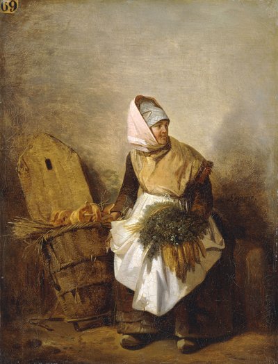 En bondekvinne med grønnsaker og brød, av Auguste Xavier Leprince