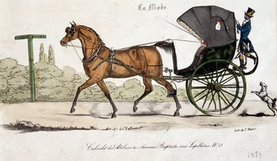 Cabriolet fra verkstedene til Thomas Baptiste - gravering av Valmont av Auguste de (after) Valmont