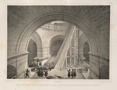 Innsiden av katedralen og en rampe Fra: The Construction of the Saint Isaacs Cathedral, 1845 av Auguste de Montferrand