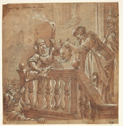 Judith viser det avkuttede hodet til Holofernes for folket av Augustin Braun