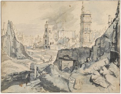 Brussel etter bombingen i 1695 av Augustin Coppens