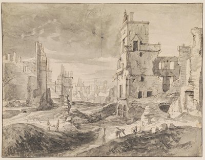 Brussel etter bombardementet i 1695 av Augustin Coppens