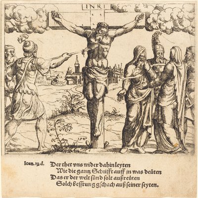Kristus er gjennomboret med lansen, 1547. av Augustin Hirschvogel