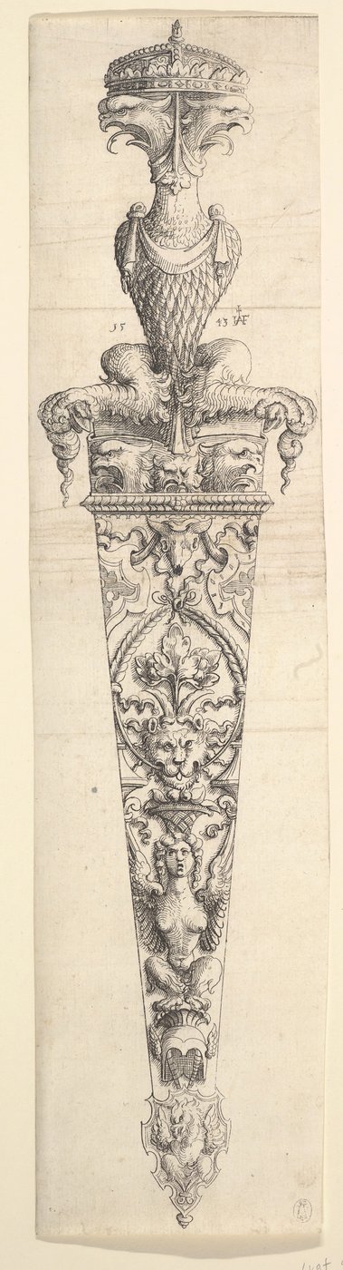Design for en dolk og skjede, 1543. av Augustin Hirschvogel