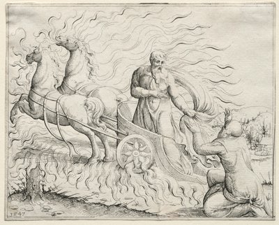 Elias stiger opp til himmelen, 1547. av Augustin Hirschvogel