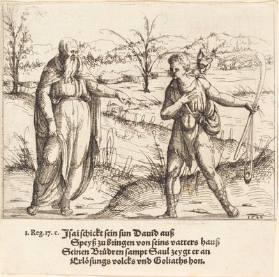 Jesse sender David til sine brødre og Saul, 1548. av Augustin Hirschvogel